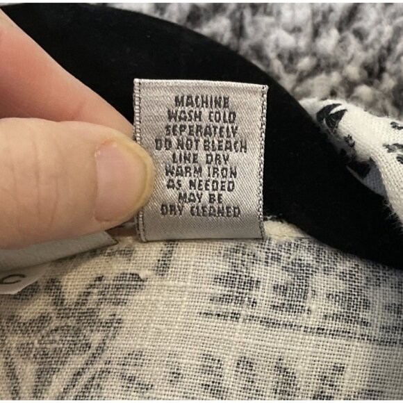 Chicos 3 US Size XL Button Shirt Top White Black Short Sleeve Linen Geometric - Picture 6 of 7